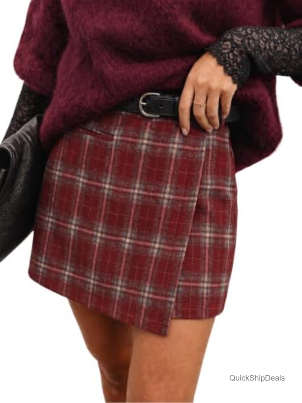 High Waisted Plaid Skort A-Line Wrap Shorts with Pockets